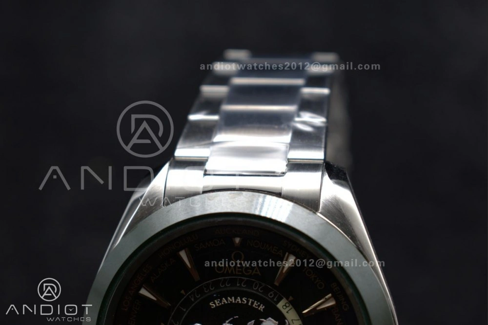 Youthful Aqua Terra GMT Worldtimer 43mm Green Ceramic VSF 1:1 Best Edition on SS Bracelet A8938 Super Clone 6