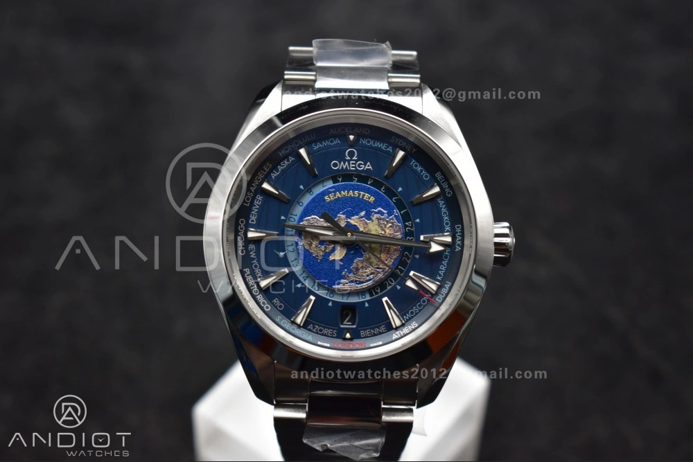 Comfortable Aqua Terra Worldtimer VSF 1:1 Best Edition Blue Dial on SS Bracelet A8938 Super Clone 25