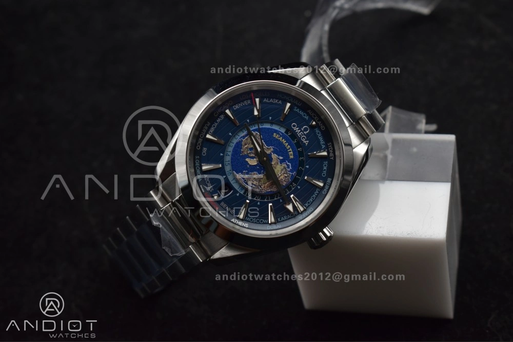 Comfortable Aqua Terra Worldtimer VSF 1:1 Best Edition Blue Dial on SS Bracelet A8938 Super Clone 25