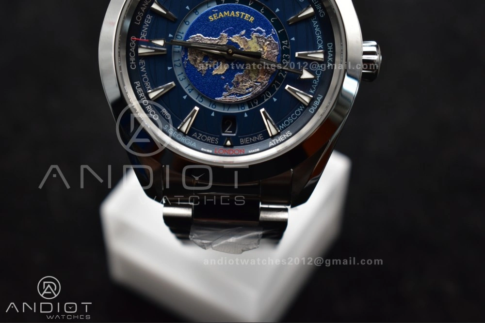 Comfortable Aqua Terra Worldtimer VSF 1:1 Best Edition Blue Dial on SS Bracelet A8938 Super Clone 25
