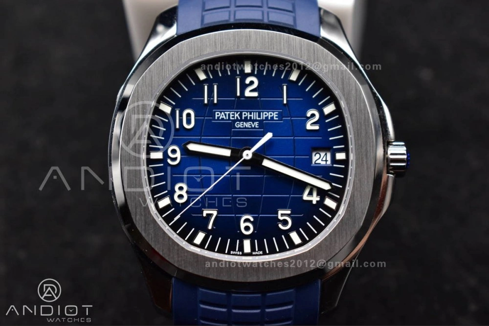 Snug Aquanaut 5167G 42mm SS 3KF 1:1 Best Edition Blue Dial on Blue Rubber Strap A330 Super Clone V 385