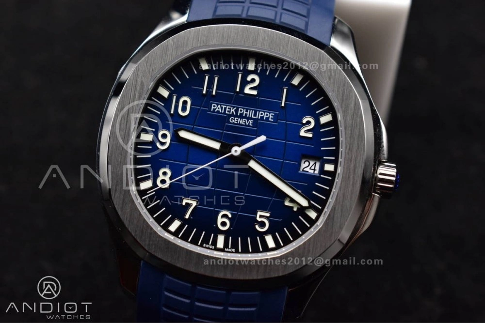 Snug Aquanaut 5167G 42mm SS 3KF 1:1 Best Edition Blue Dial on Blue Rubber Strap A330 Super Clone V 385