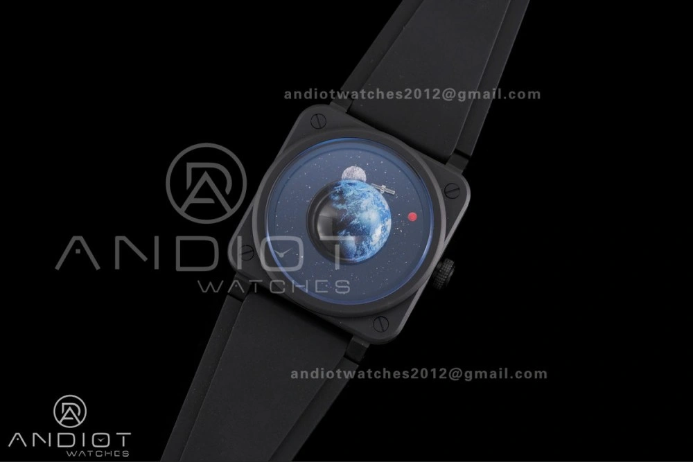 EasyCare BR03 ASTRO Space Punk Black Ceramic M+F 1:1 Best Edition Aventurine Dial on Rubber Strap A 155