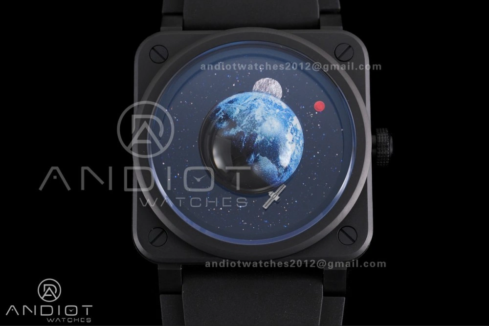 EasyCare BR03 ASTRO Space Punk Black Ceramic M+F 1:1 Best Edition Aventurine Dial on Rubber Strap A 155