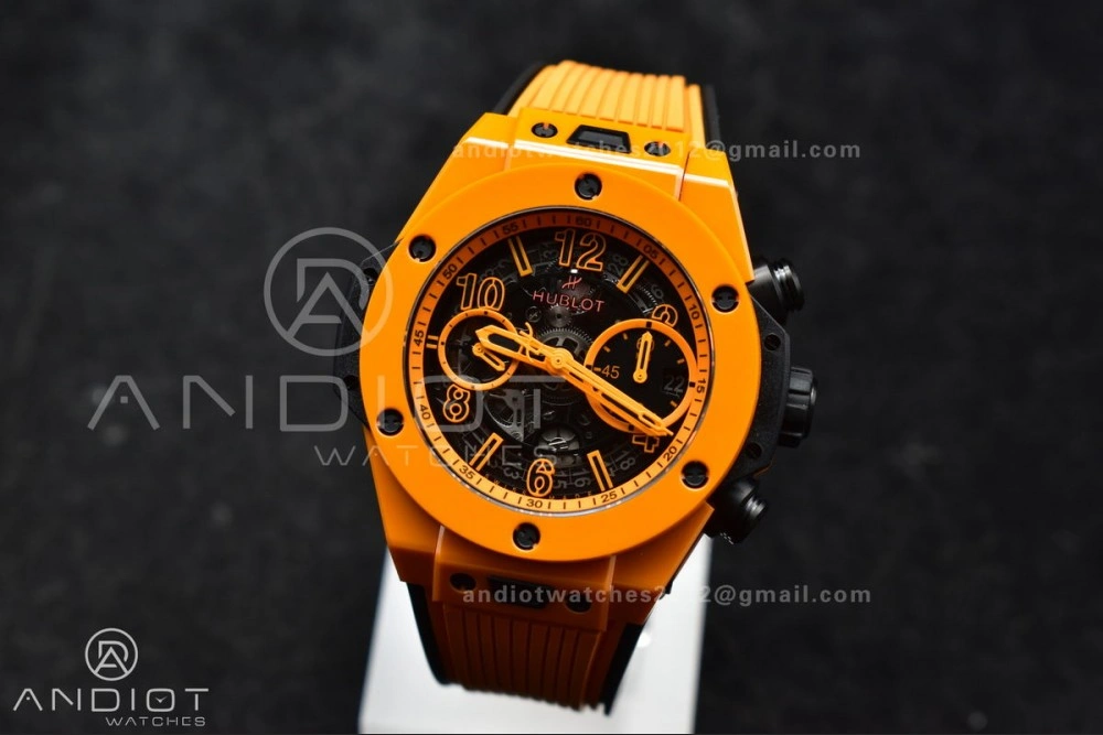 Big Bang Unico 42mm Orange Ceramic BBF 1:1 Best Edition Skeleton Dial on Orange Rubber Strap A1280 V Classic 275