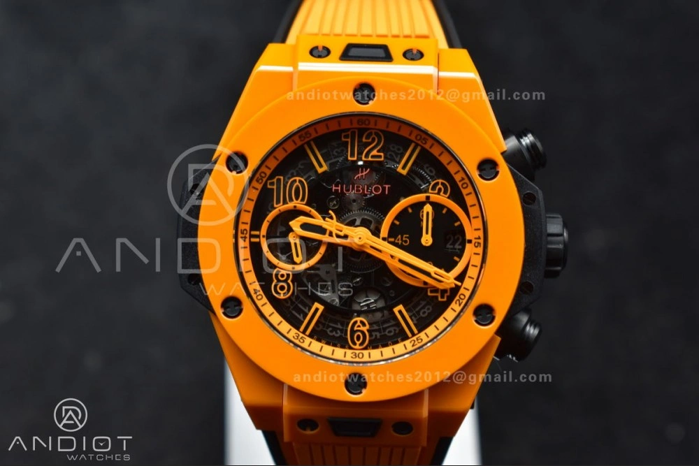 Big Bang Unico 42mm Orange Ceramic BBF 1:1 Best Edition Skeleton Dial on Orange Rubber Strap A1280 V Classic 275