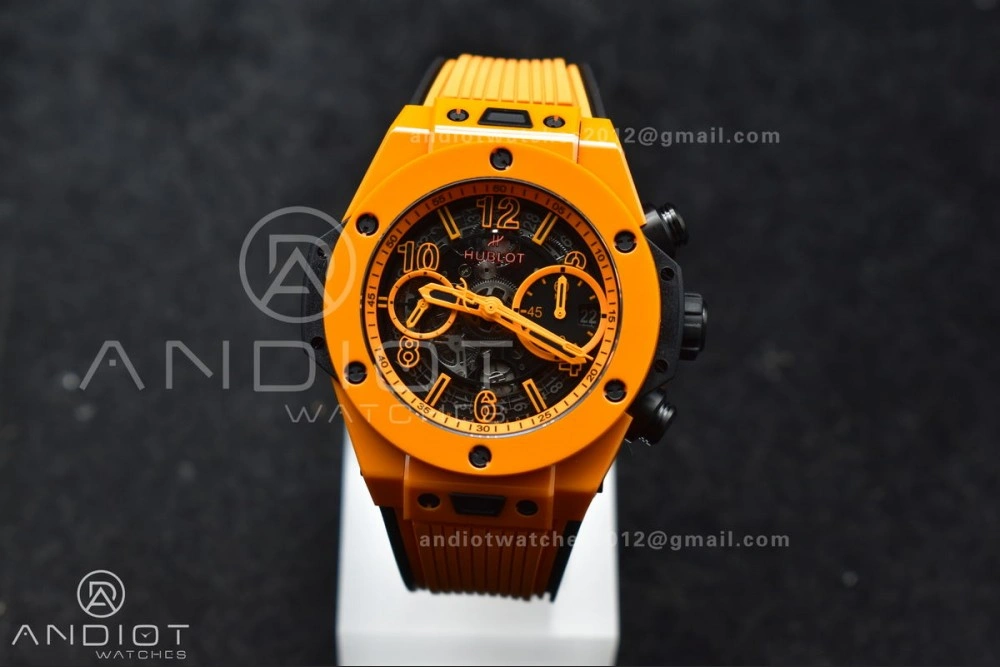 Big Bang Unico 42mm Orange Ceramic BBF 1:1 Best Edition Skeleton Dial on Orange Rubber Strap A1280 V Classic 275