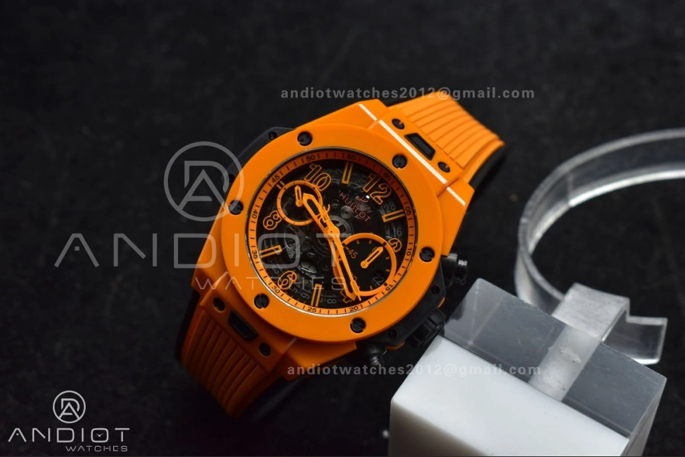 Big Bang Unico 42mm Orange Ceramic BBF 1:1 Best Edition Skeleton Dial on Orange Rubber Strap A1280 V Classic 275