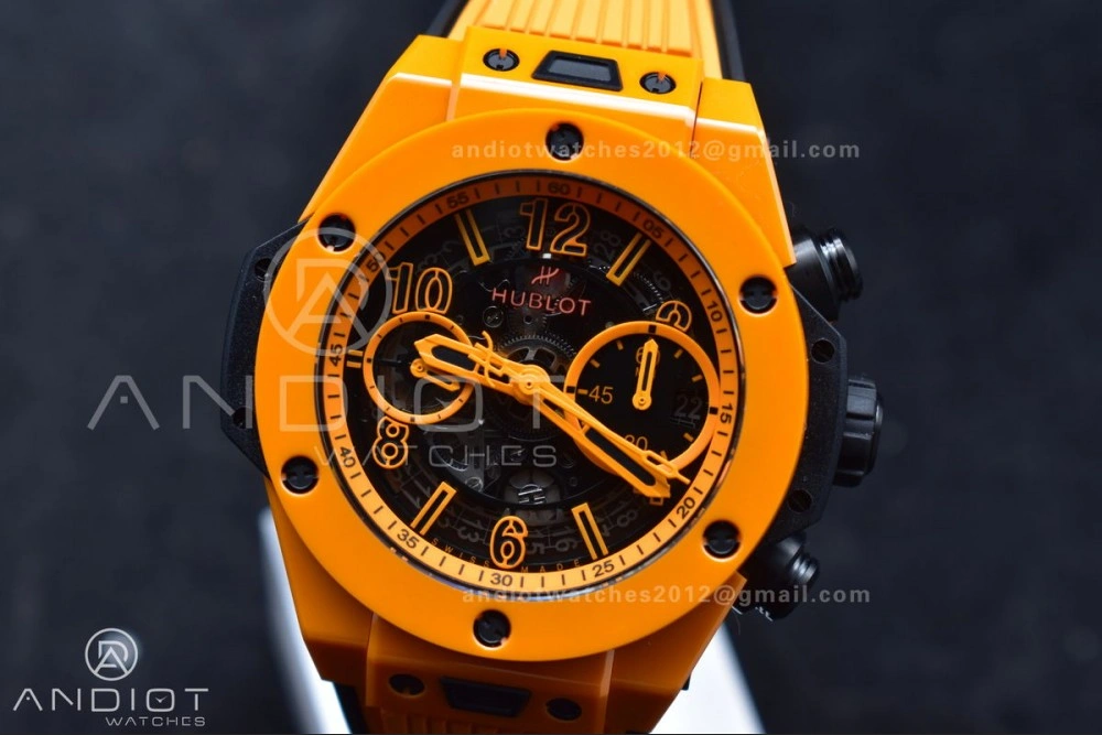 Big Bang Unico 42mm Orange Ceramic BBF 1:1 Best Edition Skeleton Dial on Orange Rubber Strap A1280 V Classic 275
