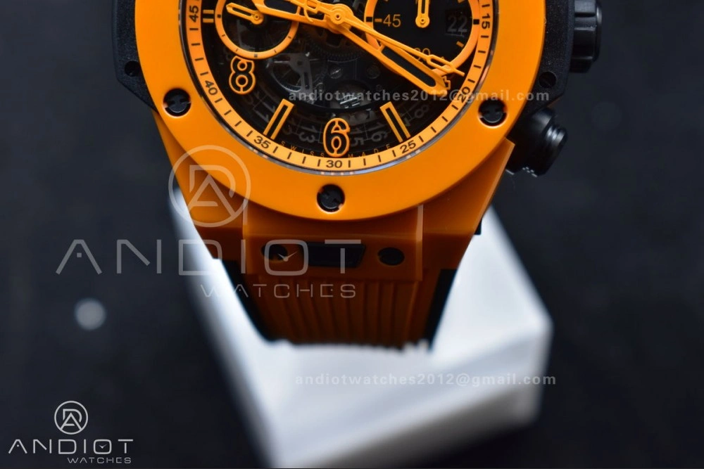 Big Bang Unico 42mm Orange Ceramic BBF 1:1 Best Edition Skeleton Dial on Orange Rubber Strap A1280 V Classic 275