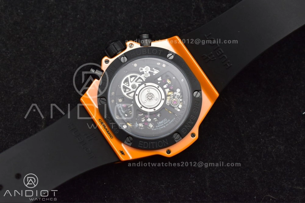 Big Bang Unico 42mm Orange Ceramic BBF 1:1 Best Edition Skeleton Dial on Orange Rubber Strap A1280 V Classic 275