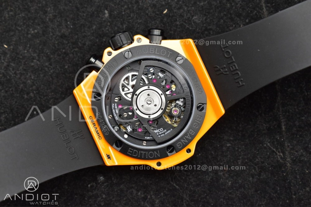 Big Bang Unico 42mm Orange Ceramic BBF 1:1 Best Edition Skeleton Dial on Orange Rubber Strap A1280 V Classic 275