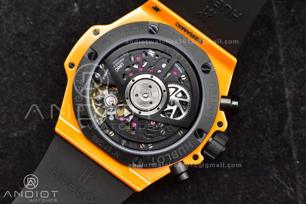 Big Bang Unico 42mm Orange Ceramic BBF 1:1 Best Edition Skeleton Dial on Orange Rubber Strap A1280 V Classic 275