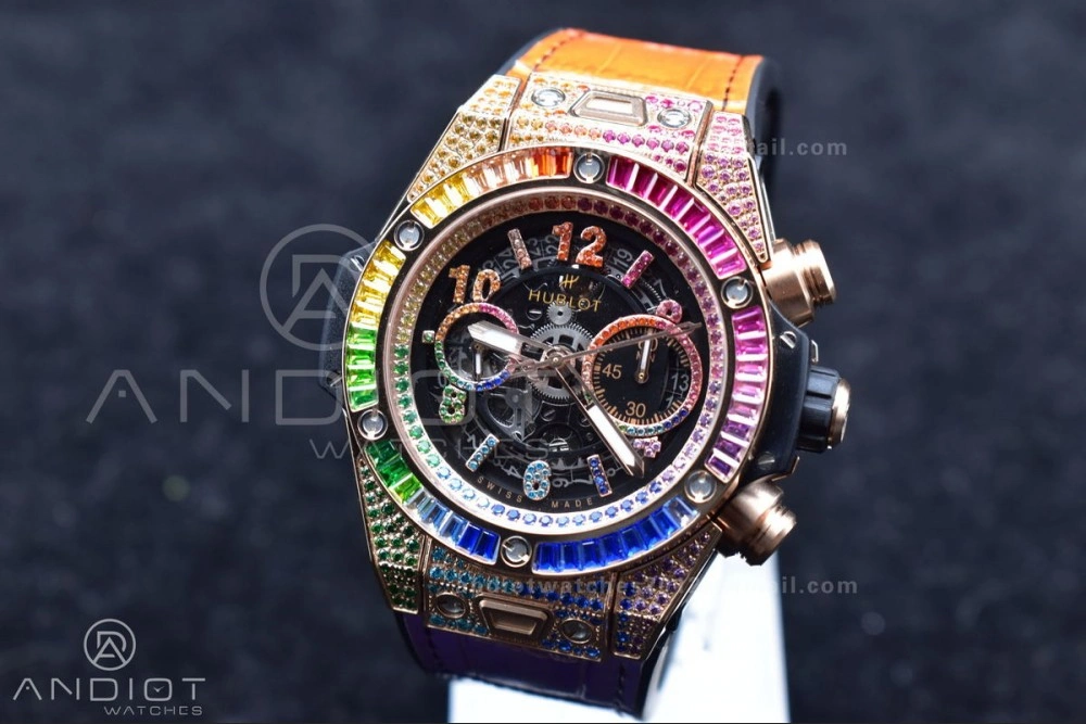 Big Bang Unico Rainbow King RG 45mm ZF 1:1 Best Edition on Rainbow Gummy Strap A Efficient 517