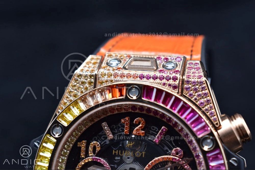 Big Bang Unico Rainbow King RG 45mm ZF 1:1 Best Edition on Rainbow Gummy Strap A Efficient 517