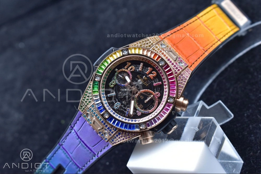 Big Bang Unico Rainbow King RG 45mm ZF 1:1 Best Edition on Rainbow Gummy Strap A Efficient 517