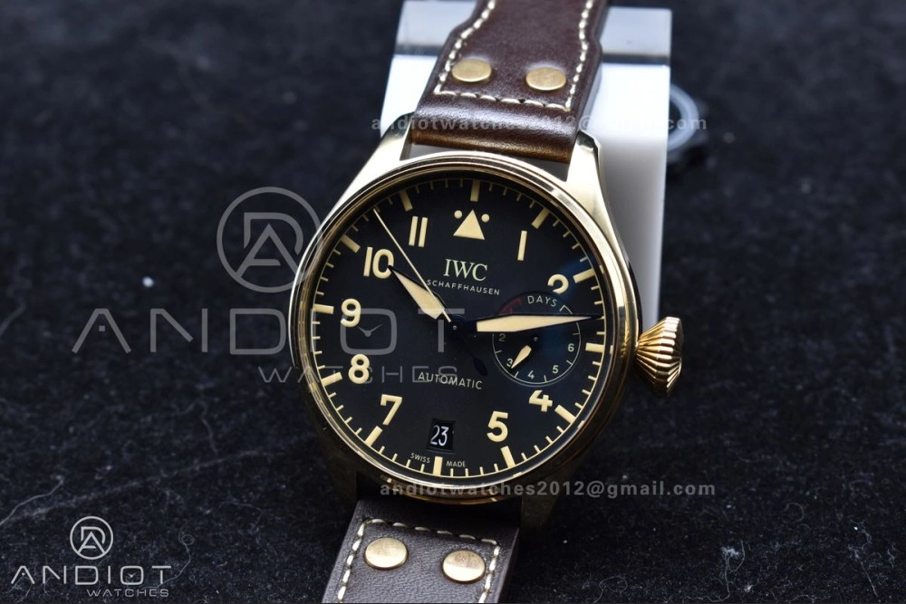 UrbanChic Big Pilot IW501005 Real Bronze ZF 1:1 Best Edition Black Dial on Brown Leather Strap A 519