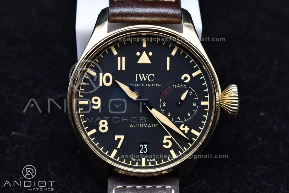 UrbanChic Big Pilot IW501005 Real Bronze ZF 1:1 Best Edition Black Dial on Brown Leather Strap A 519