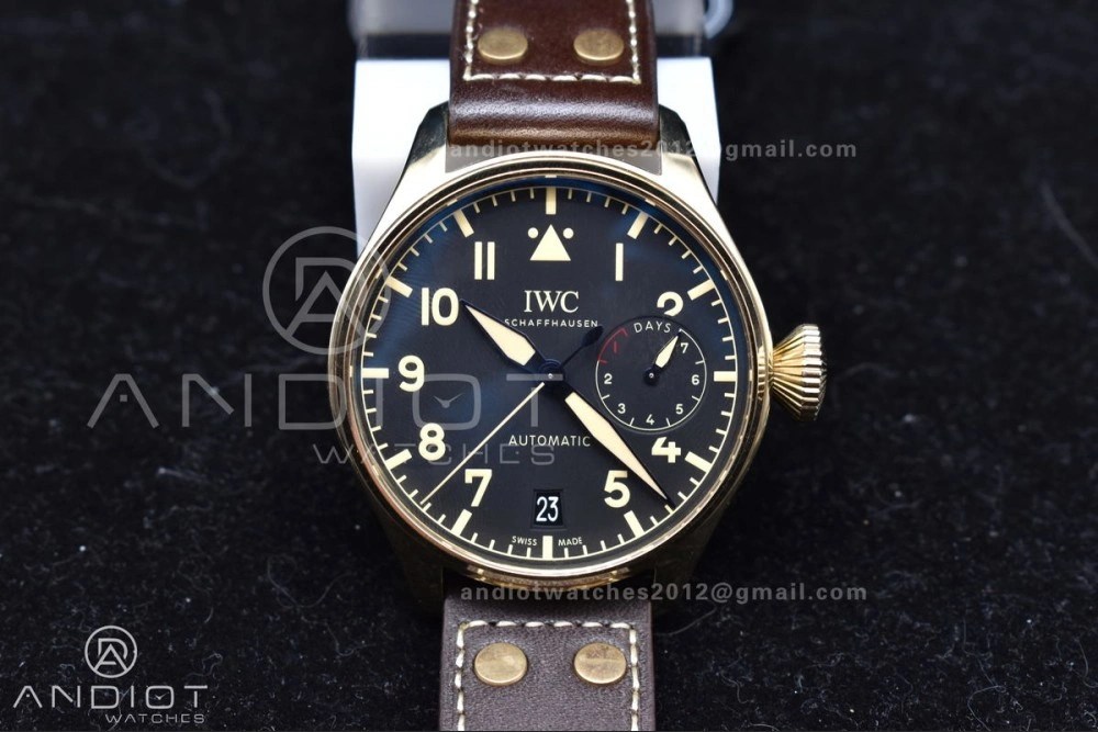 UrbanChic Big Pilot IW501005 Real Bronze ZF 1:1 Best Edition Black Dial on Brown Leather Strap A 519