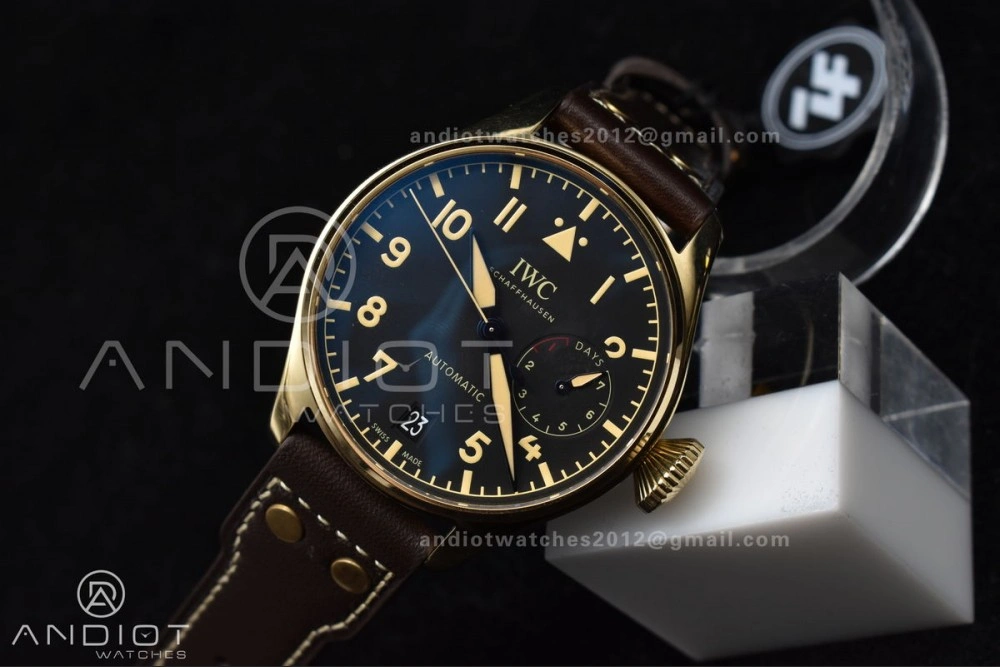 UrbanChic Big Pilot IW501005 Real Bronze ZF 1:1 Best Edition Black Dial on Brown Leather Strap A 519