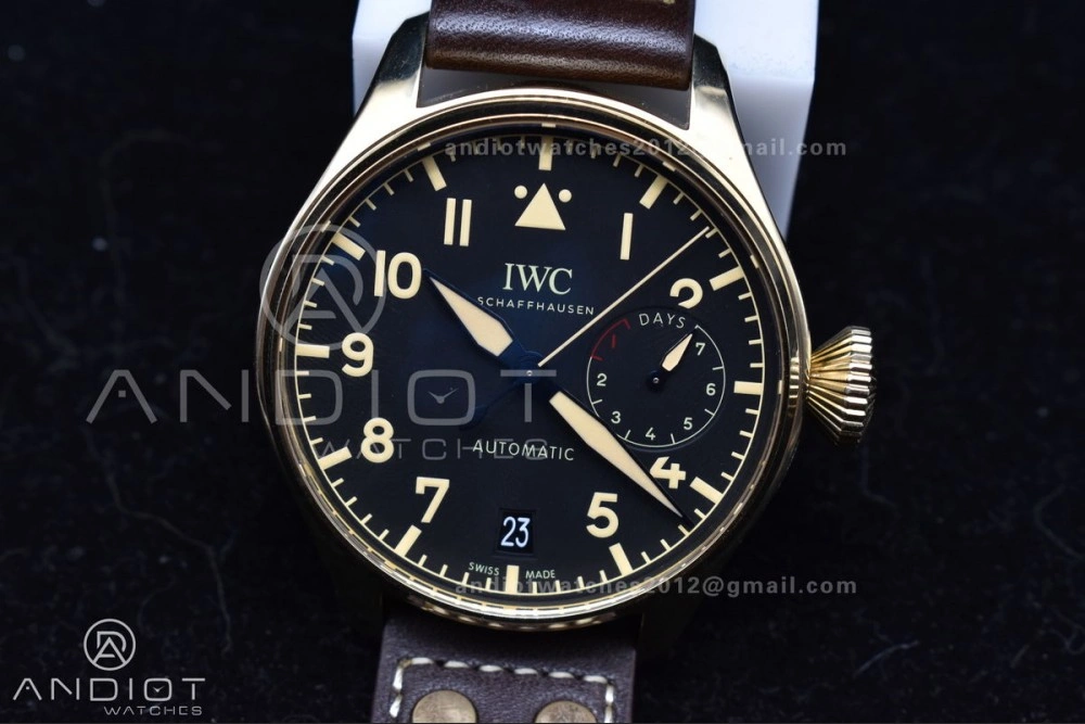 UrbanChic Big Pilot IW501005 Real Bronze ZF 1:1 Best Edition Black Dial on Brown Leather Strap A 519