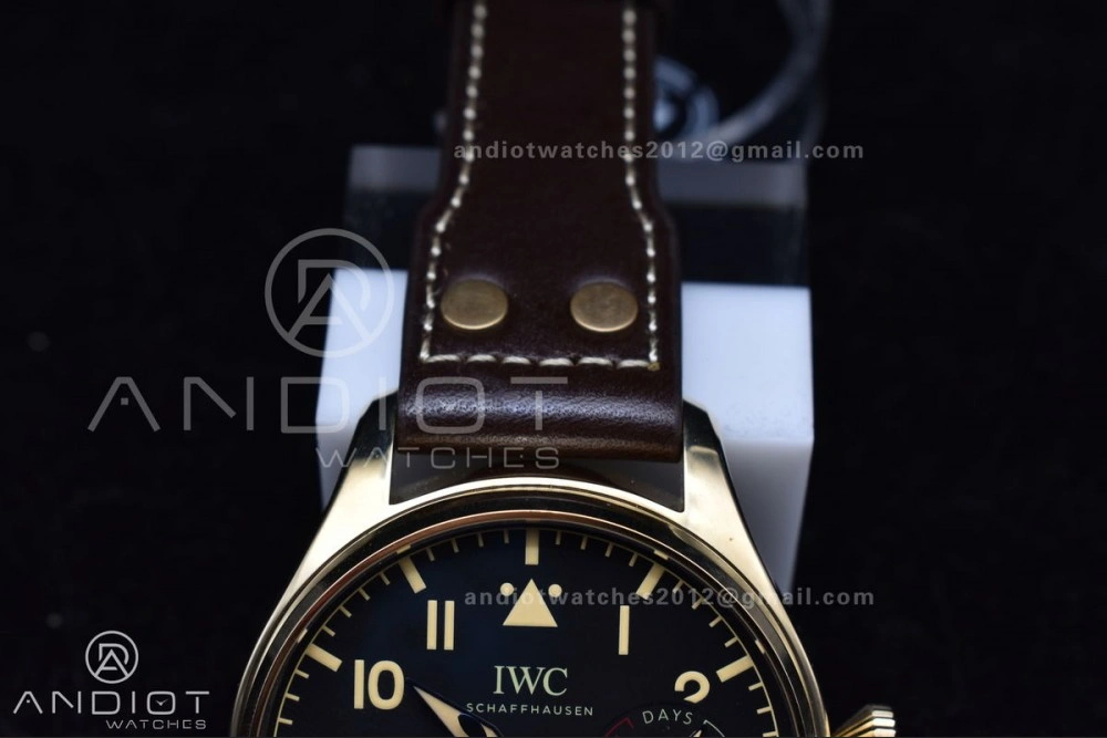 UrbanChic Big Pilot IW501005 Real Bronze ZF 1:1 Best Edition Black Dial on Brown Leather Strap A 519