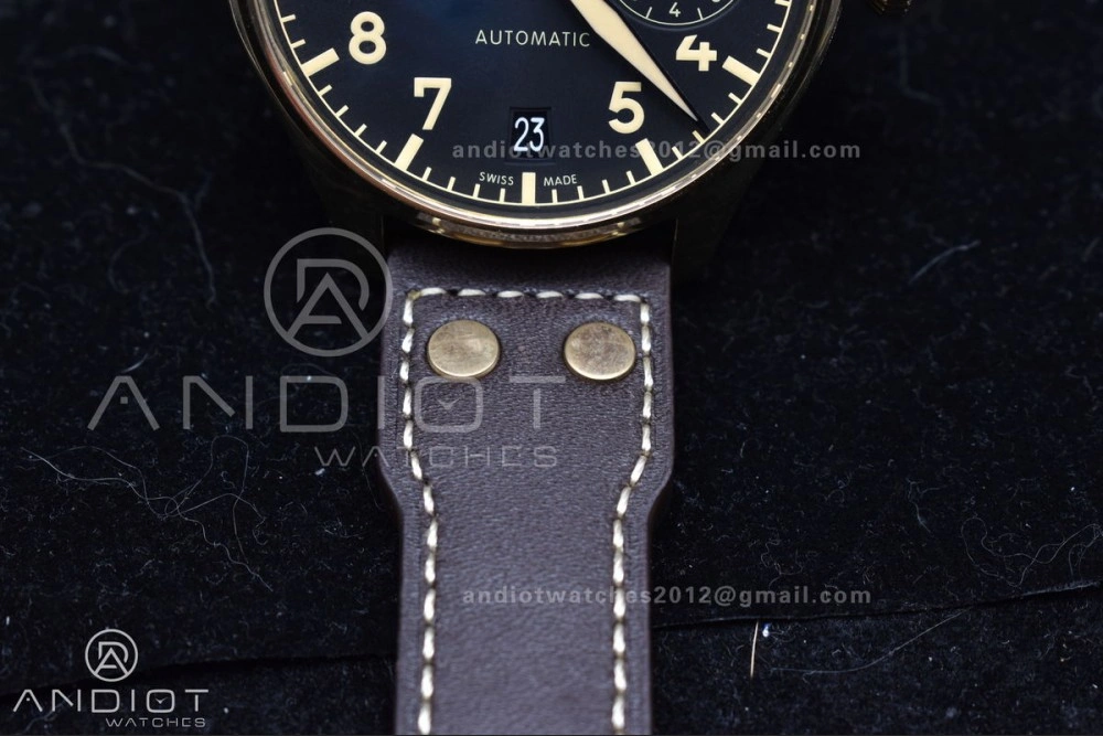 UrbanChic Big Pilot IW501005 Real Bronze ZF 1:1 Best Edition Black Dial on Brown Leather Strap A 519