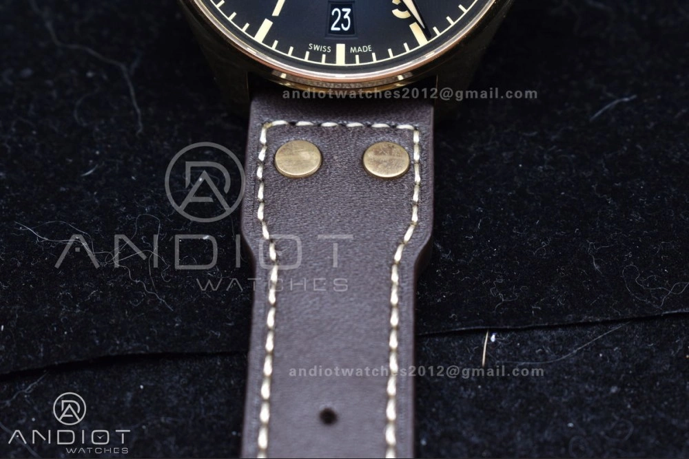 UrbanChic Big Pilot IW501005 Real Bronze ZF 1:1 Best Edition Black Dial on Brown Leather Strap A 519