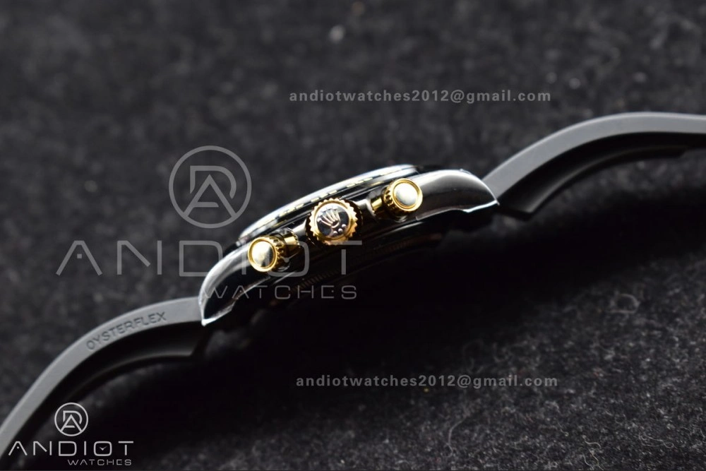 Versatile Blaken Daytona PVD Ceramic Bezel GETF Best Edition Skeleton Gold Dial on Black Rubber Strap SA 523