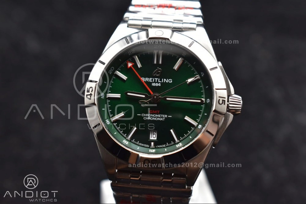 Breitling BLS Factory Chronomat Automatic 1:1 Best Edition GMT 40mm Green Dial On SS Bracelet A SmoothTexture 233