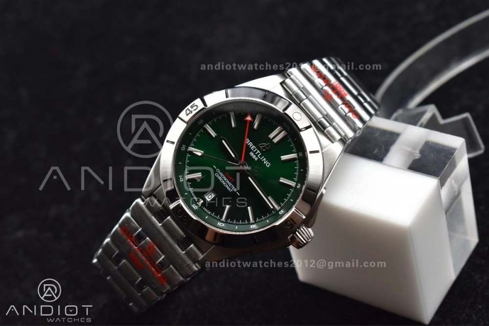 Breitling BLS Factory Chronomat Automatic 1:1 Best Edition GMT 40mm Green Dial On SS Bracelet A SmoothTexture 233