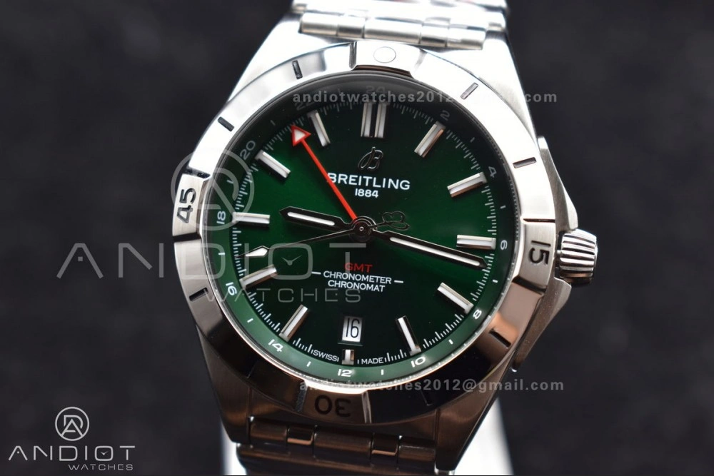 Breitling BLS Factory Chronomat Automatic 1:1 Best Edition GMT 40mm Green Dial On SS Bracelet A SmoothTexture 233
