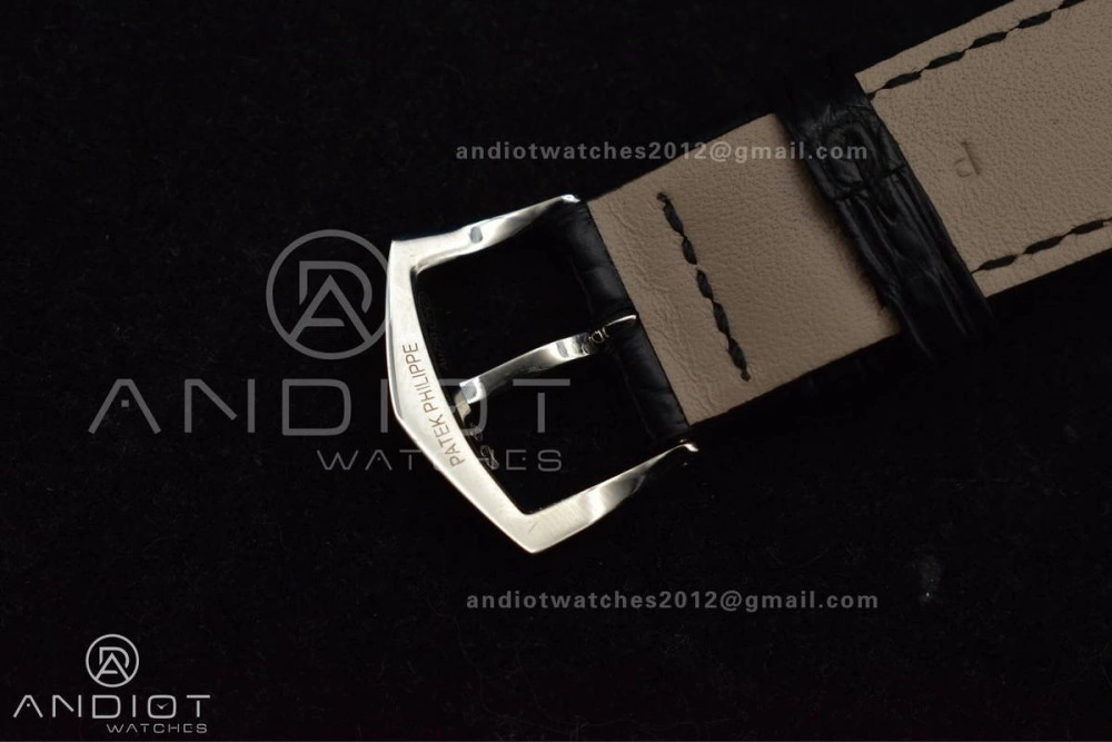Calatrava 5227 SS 3KF 1:1 Best Edition Black Dial on Black Leather Strap A324 Super Clone V Comfortable 376