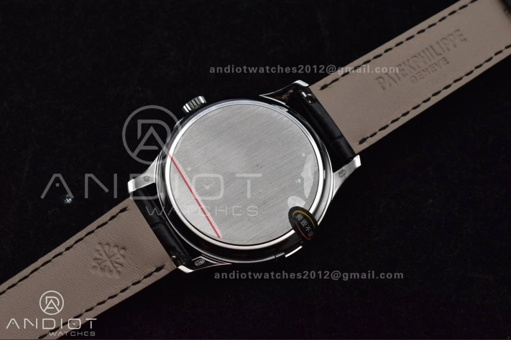 Calatrava 5227 SS 3KF 1:1 Best Edition Black Dial on Black Leather Strap A324 Super Clone V Comfortable 376