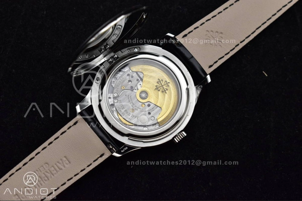 Calatrava 5227 SS 3KF 1:1 Best Edition Black Dial on Black Leather Strap A324 Super Clone V Comfortable 376