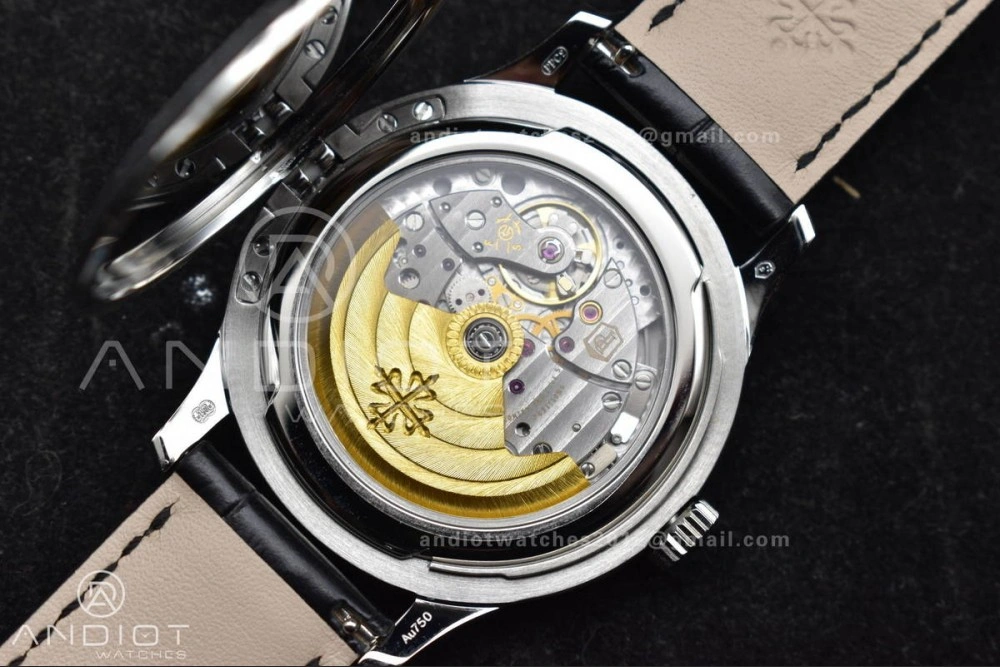 Calatrava 5227 SS 3KF 1:1 Best Edition Black Dial on Black Leather Strap A324 Super Clone V Comfortable 376
