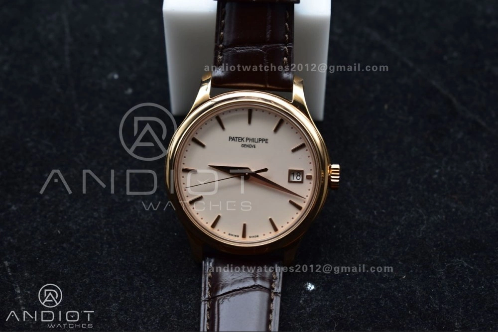Calatrava 5227R SS 3KF 1:1 Best Edition White Dial on Brown Leather Strap A324 Super Clone V ZipUp 373