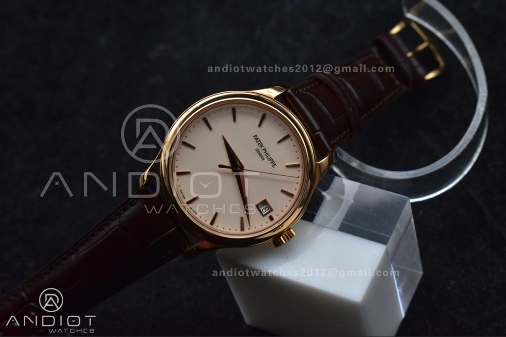 Calatrava 5227R SS 3KF 1:1 Best Edition White Dial on Brown Leather Strap A324 Super Clone V ZipUp 373