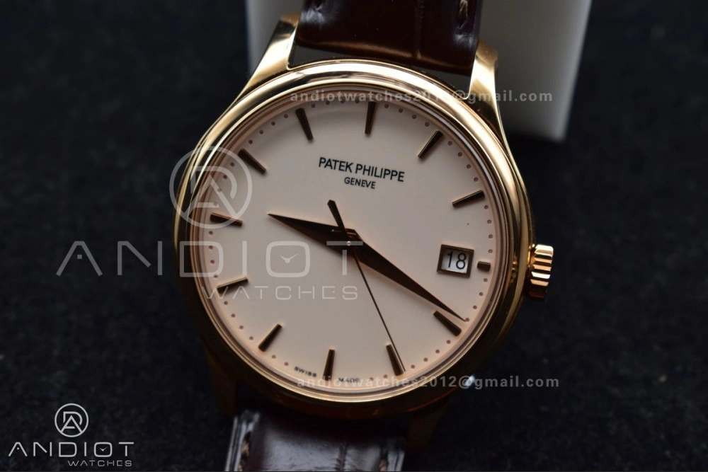 Calatrava 5227R SS 3KF 1:1 Best Edition White Dial on Brown Leather Strap A324 Super Clone V ZipUp 373