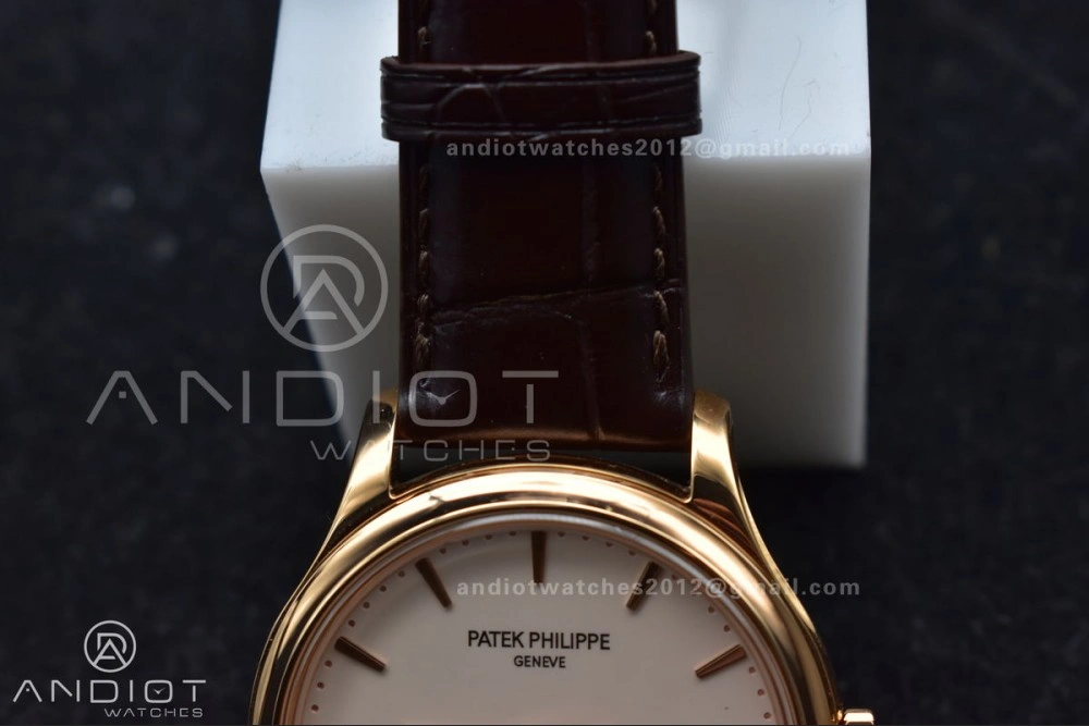 Calatrava 5227R SS 3KF 1:1 Best Edition White Dial on Brown Leather Strap A324 Super Clone V ZipUp 373