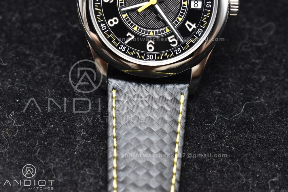 Calatrava 6007G SS PPF 1:1 Best Edition Black Yellow Dial on Black Leather Strap 330CS Packable 360