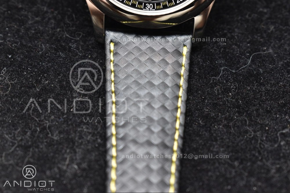 Calatrava 6007G SS PPF 1:1 Best Edition Black Yellow Dial on Black Leather Strap 330CS Packable 360