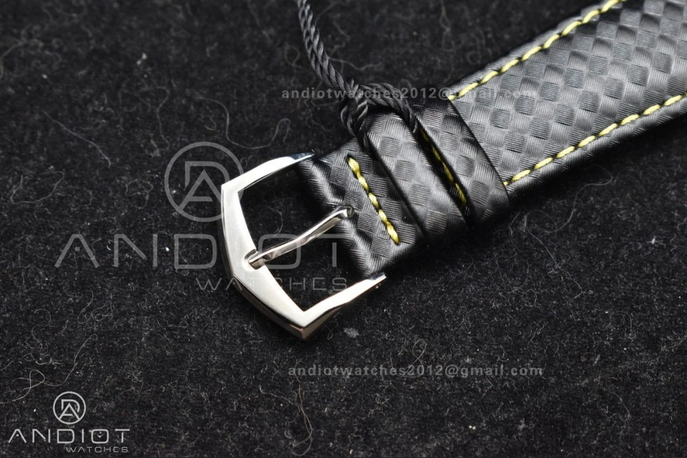 Calatrava 6007G SS PPF 1:1 Best Edition Black Yellow Dial on Black Leather Strap 330CS Packable 360