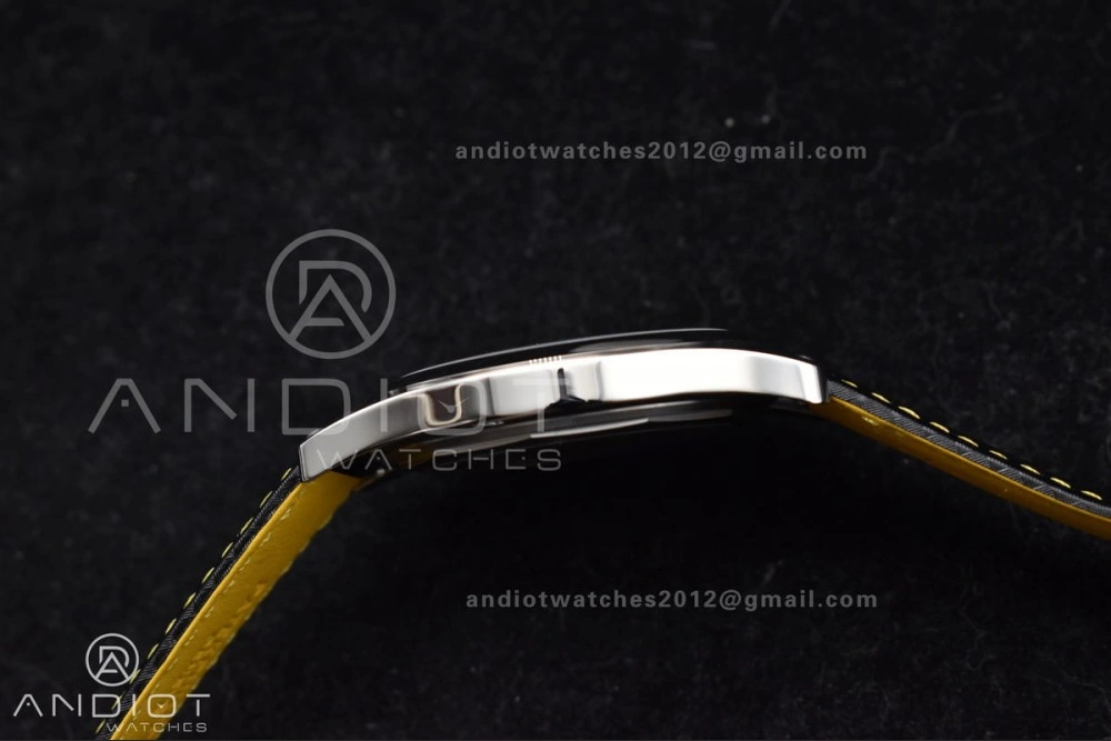Calatrava 6007G SS PPF 1:1 Best Edition Black Yellow Dial on Black Leather Strap 330CS Packable 360