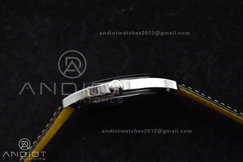 Calatrava 6007G SS PPF 1:1 Best Edition Black Yellow Dial on Black Leather Strap 330CS Packable 360