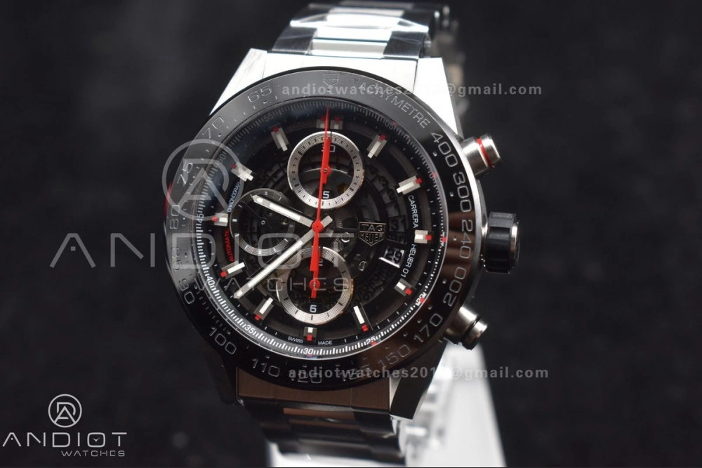 Calibre Heuer 01 Chrono SS XF 1:1 Best Edition Black Dial on SS Bracelet Strap A SportInspired 1245