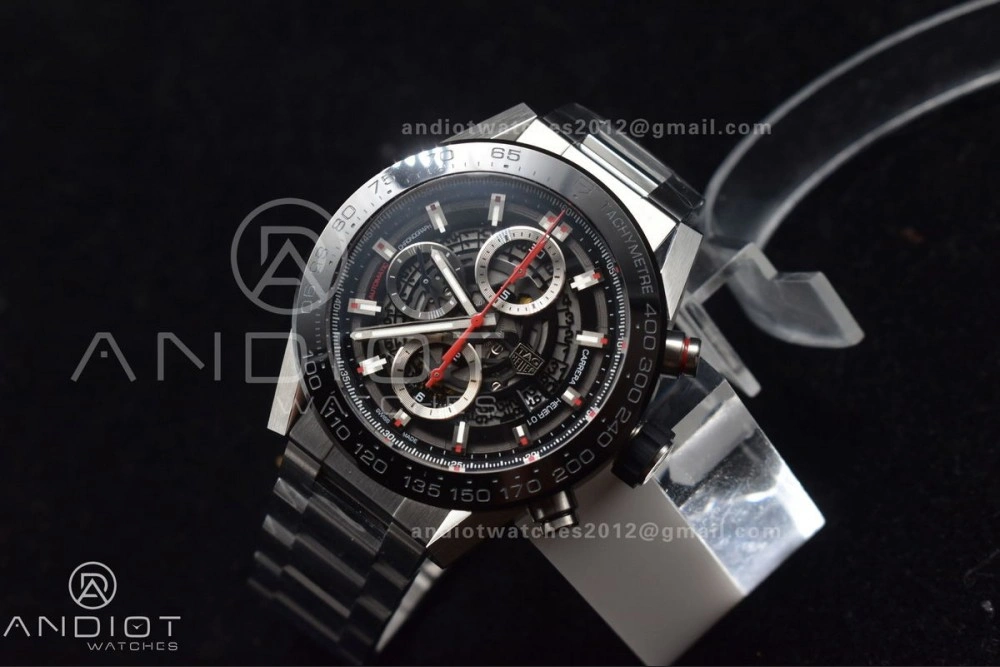 ZeroBulk Calibre Heuer 01 Chrono SS XF 1:1 Best Edition Black Dial on SS Bracelet Strap A 389