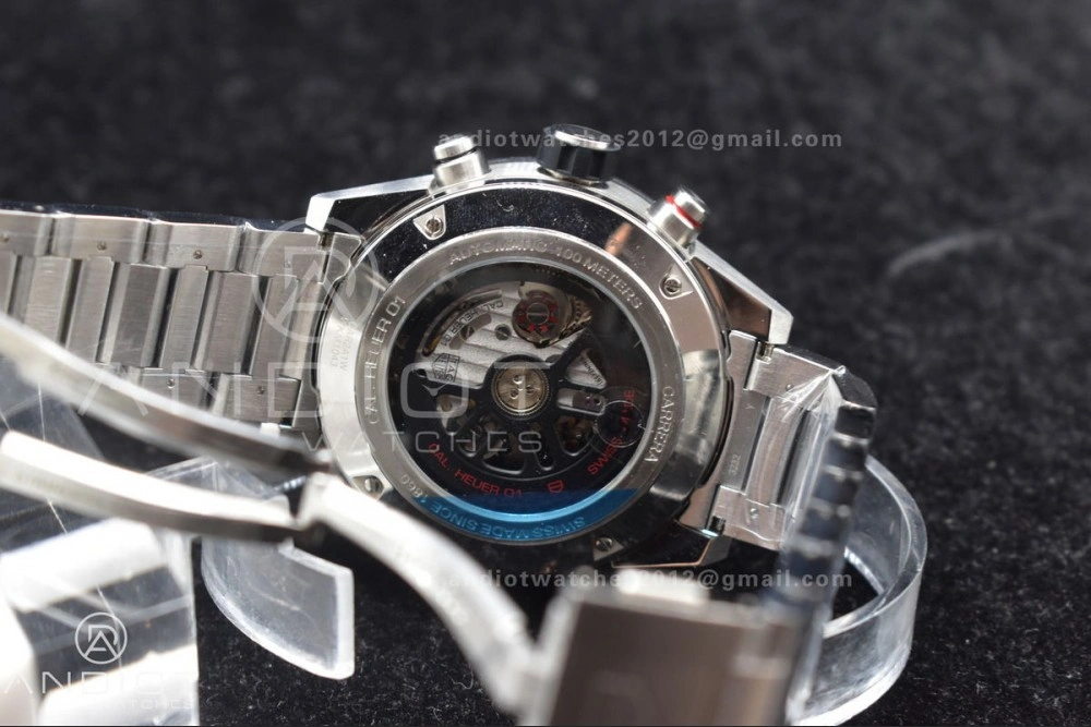 ZeroBulk Calibre Heuer 01 Chrono SS XF 1:1 Best Edition Black Dial on SS Bracelet Strap A 389