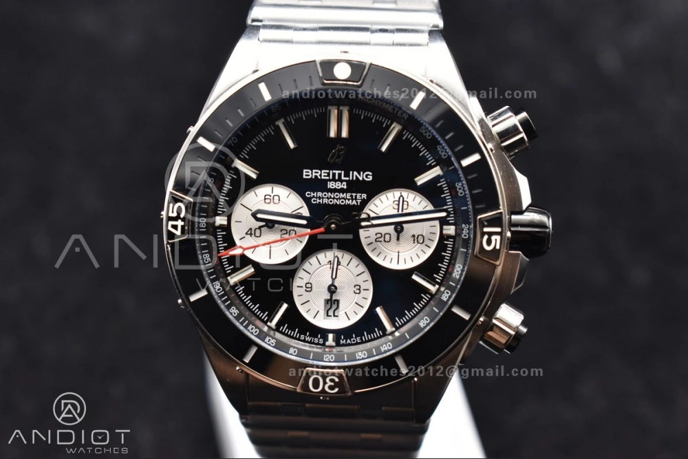 Chronomat B01 44mm SS BLSF 1:1 Best Edition Black Dial on SS Bracelet A WrinkleFree 166