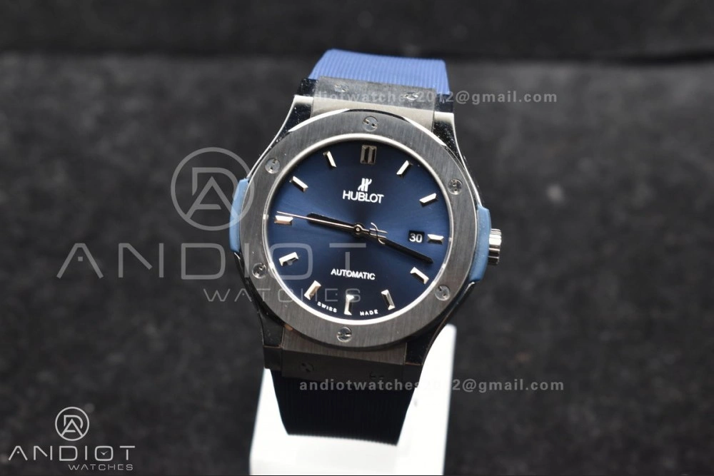Flexible Fusion 42mm SS HBF 1:1 Best Edition Blue Dial On Blue Gummy Strap A 537